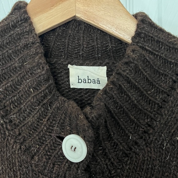 Babaa cardigan no11 earth Brown Wool Button-Up Cardigan - OS - Picture 3 of 12